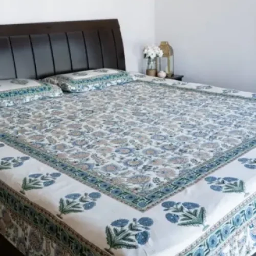 Floral paradise bedcover set in blue